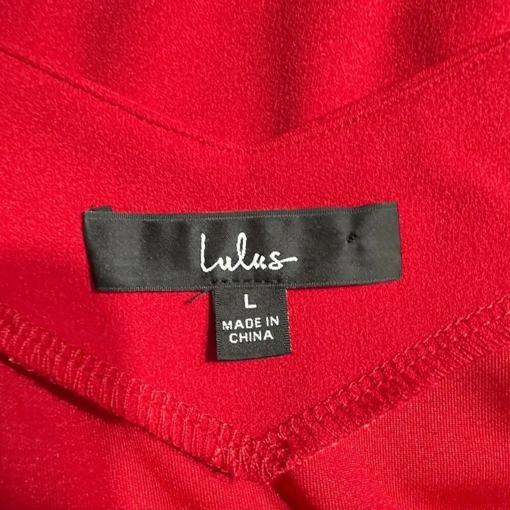 Lulus Get the Party Going Cocktail Bodycon Midi Dress Red Women's Size Large NWT - Picture 7 of 9